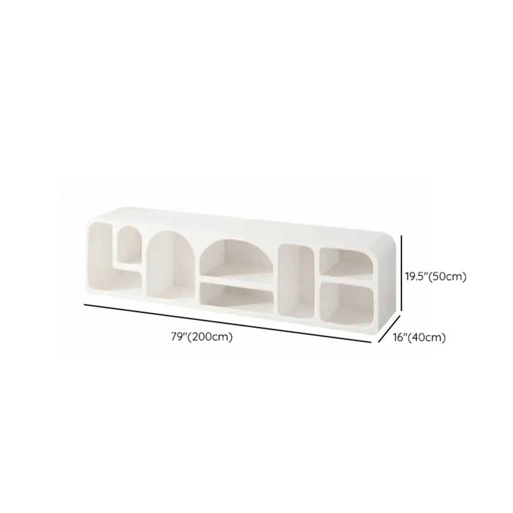 79 Minimalist White Rectangle Wood Open Storage TV Stand