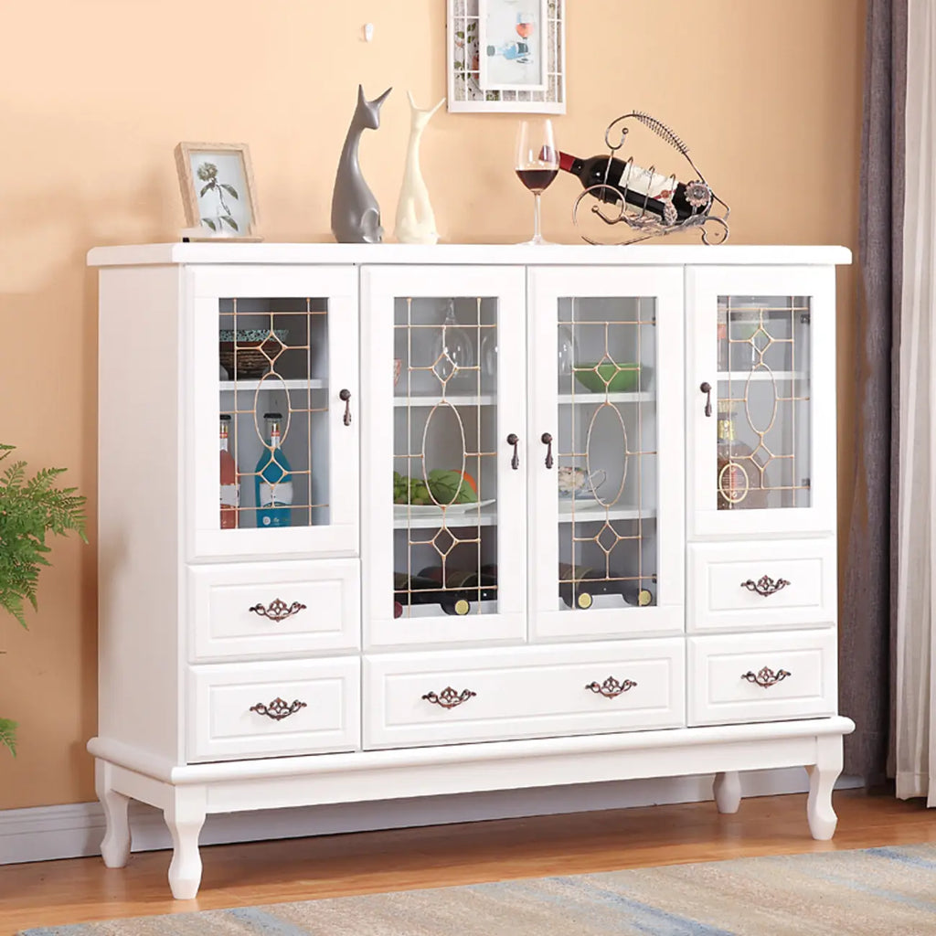 Adjustable Shelves White Solid Wood Storage Display Cabinet