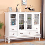 Adjustable Shelves White Solid Wood Storage Display Cabinet