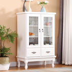 Adjustable Shelves White Solid Wood Storage Display Cabinet