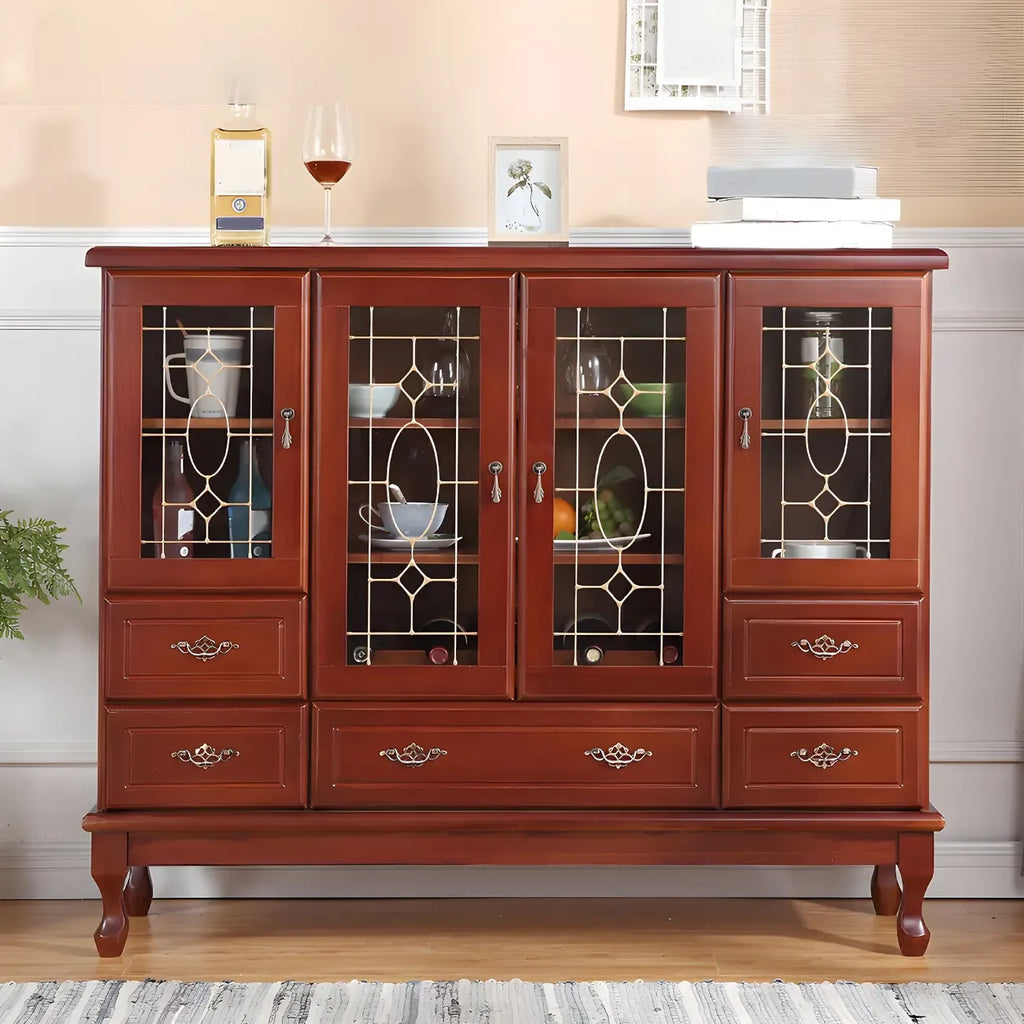 Adjustable Shelves White Solid Wood Storage Display Cabinet