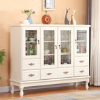 Adjustable Shelves White Solid Wood Storage Display Cabinet