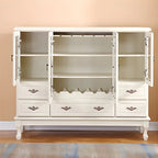 Adjustable Shelves White Solid Wood Storage Display Cabinet