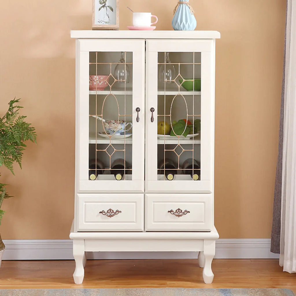 Adjustable Shelves White Solid Wood Storage Display Cabinet