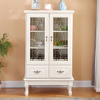 Adjustable Shelves White Solid Wood Storage Display Cabinet