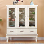Adjustable Shelves White Solid Wood Storage Display Cabinet