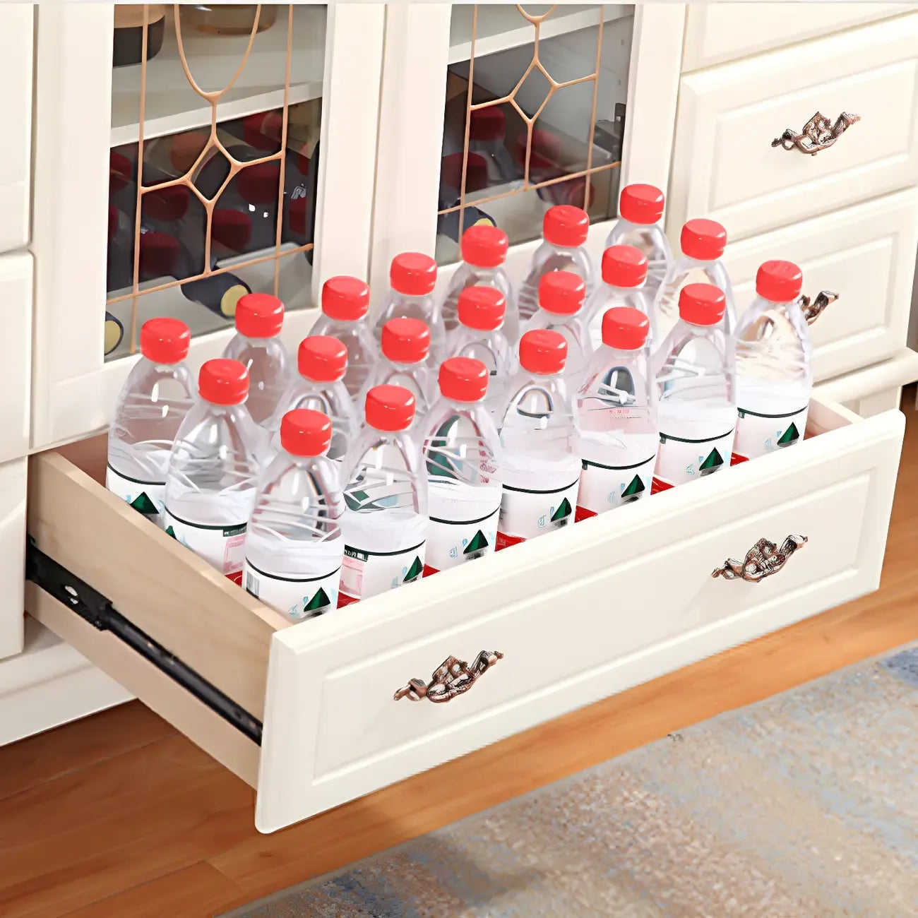 Adjustable Shelves White Solid Wood Storage Display Cabinet