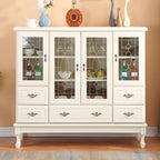 Adjustable Shelves White Solid Wood Storage Display Cabinet