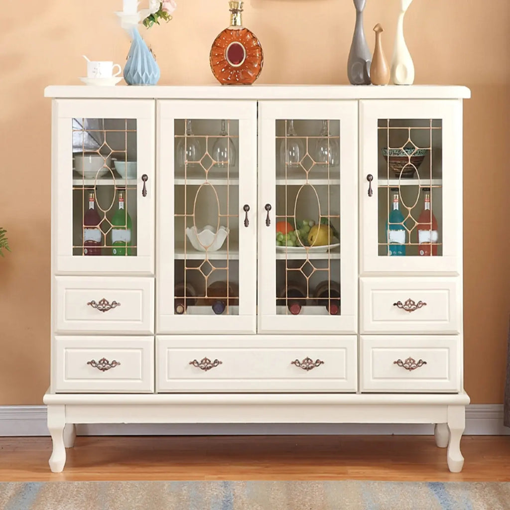 Adjustable Shelves White Solid Wood Storage Display Cabinet