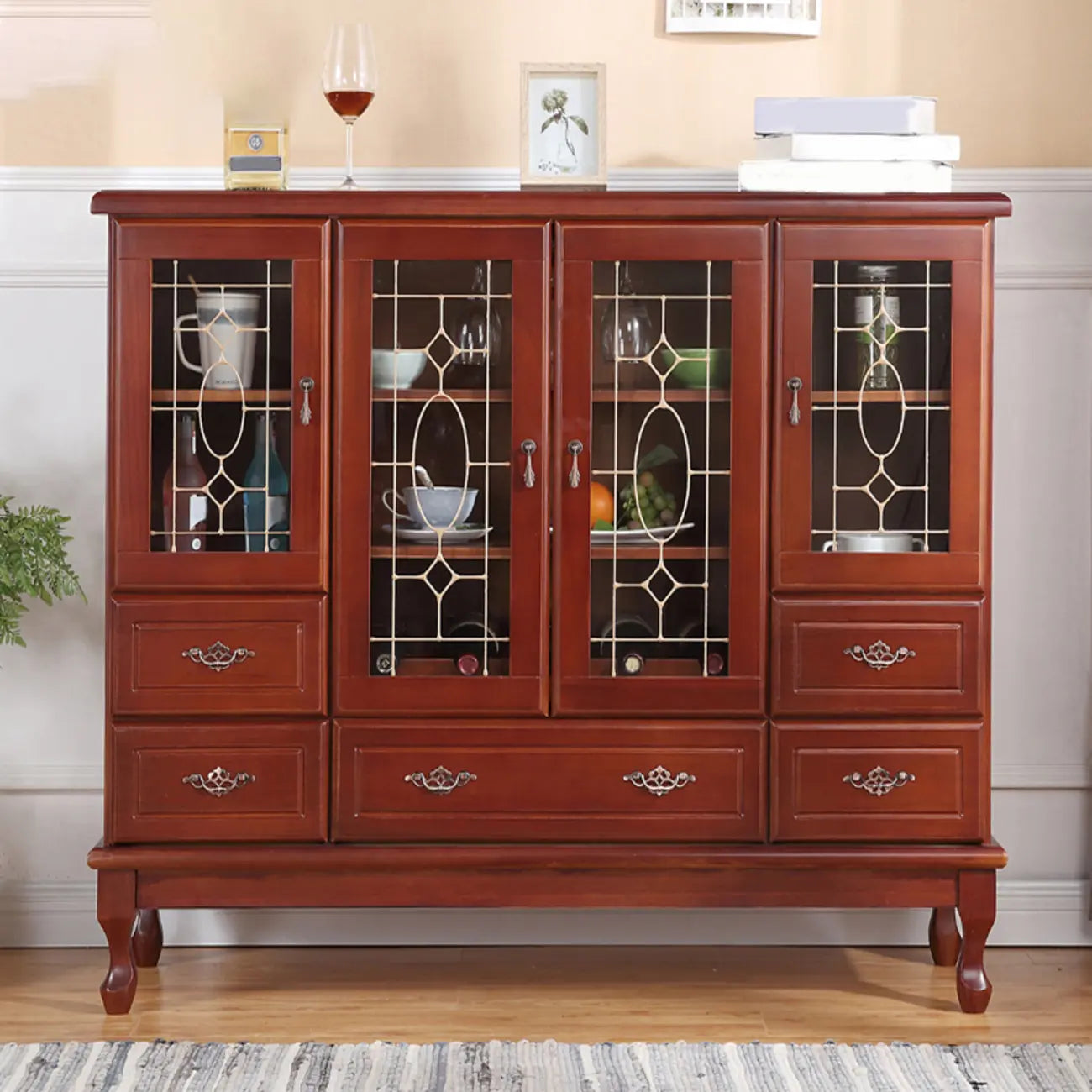 Adjustable Shelves White Solid Wood Storage Display Cabinet