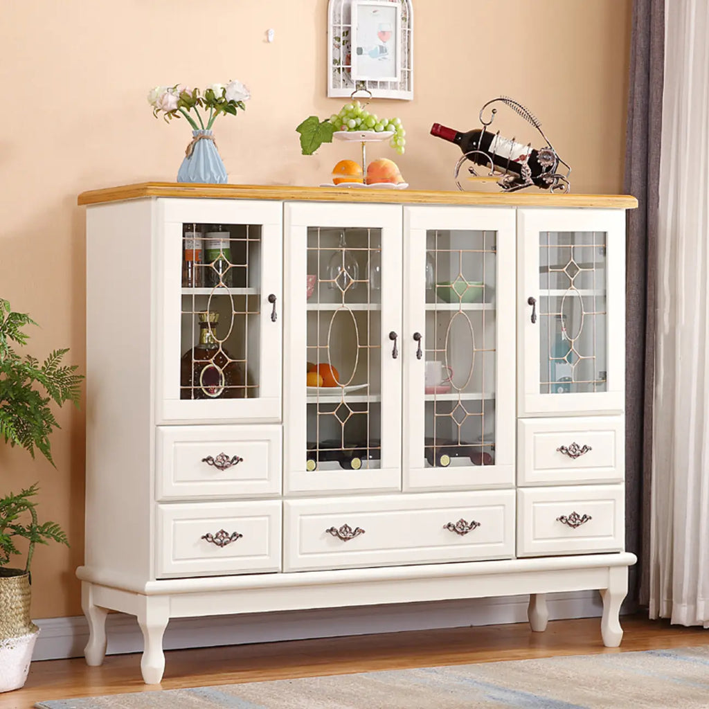 Adjustable Shelves White Solid Wood Storage Display Cabinet