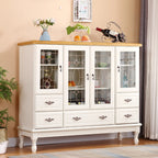Adjustable Shelves White Solid Wood Storage Display Cabinet