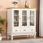 Adjustable Shelves White Solid Wood Storage Display Cabinet
