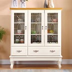 Adjustable Shelves White Solid Wood Storage Display Cabinet