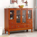 Adjustable Shelves White Solid Wood Storage Display Cabinet
