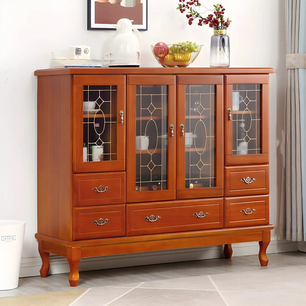 Adjustable Shelves White Solid Wood Storage Display Cabinet