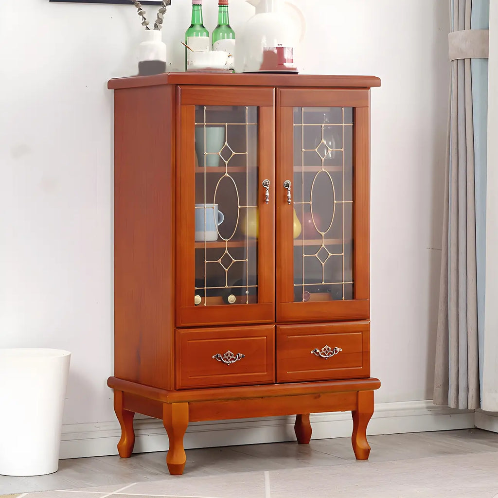 Adjustable Shelves White Solid Wood Storage Display Cabinet
