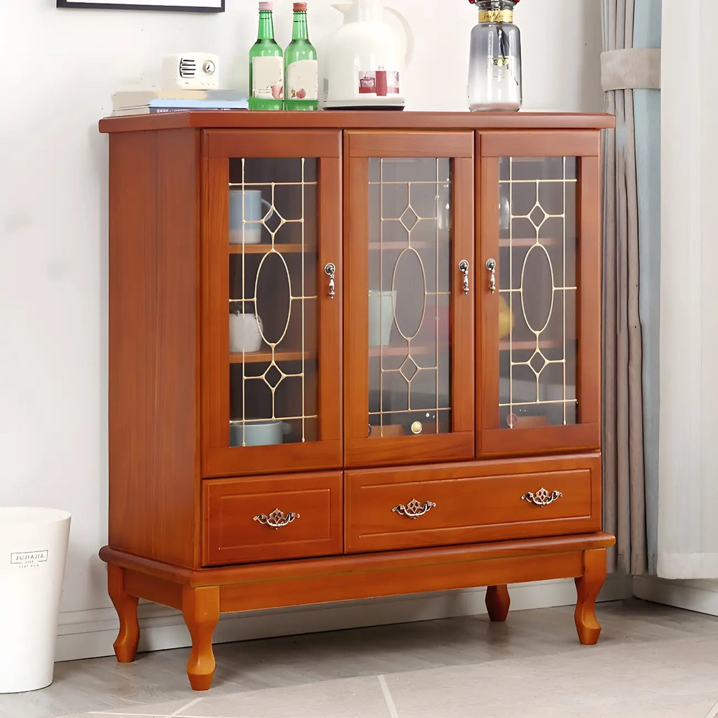 Adjustable Shelves White Solid Wood Storage Display Cabinet