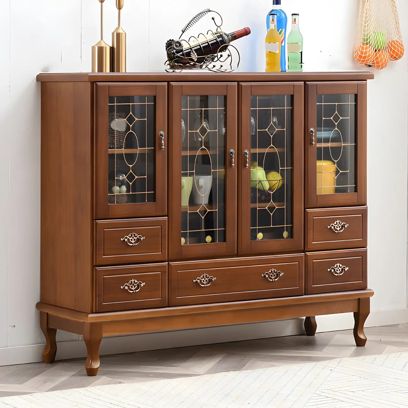 Adjustable Shelves White Solid Wood Storage Display Cabinet
