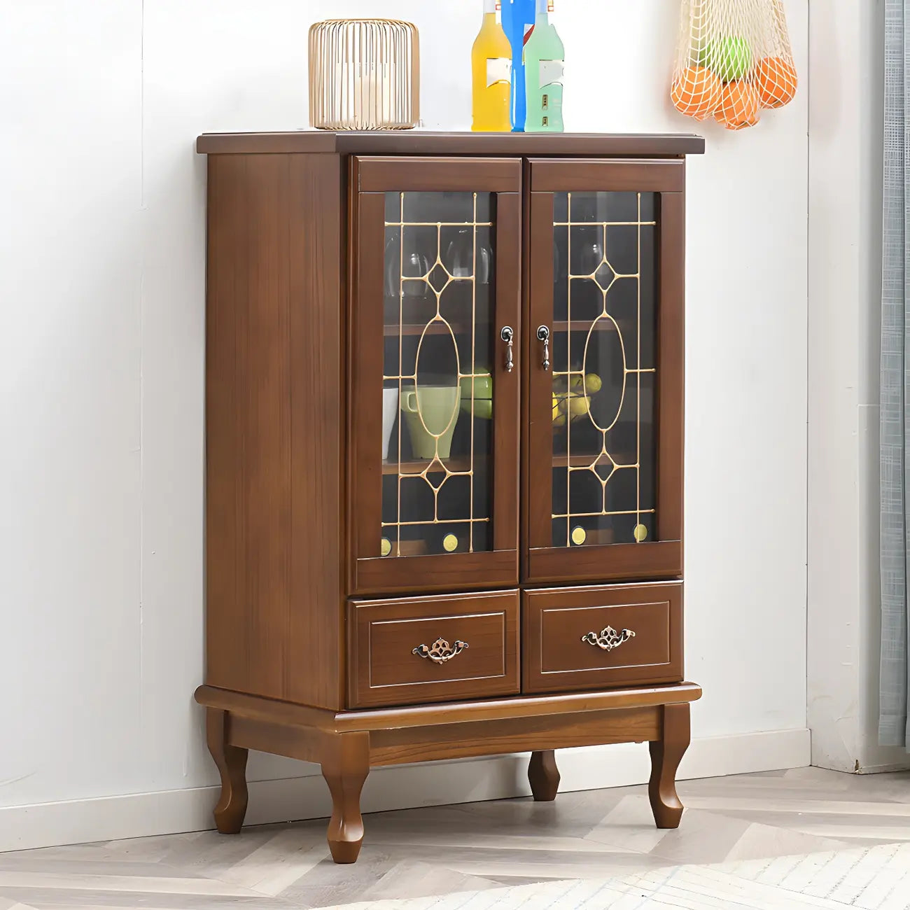 Adjustable Shelves White Solid Wood Storage Display Cabinet