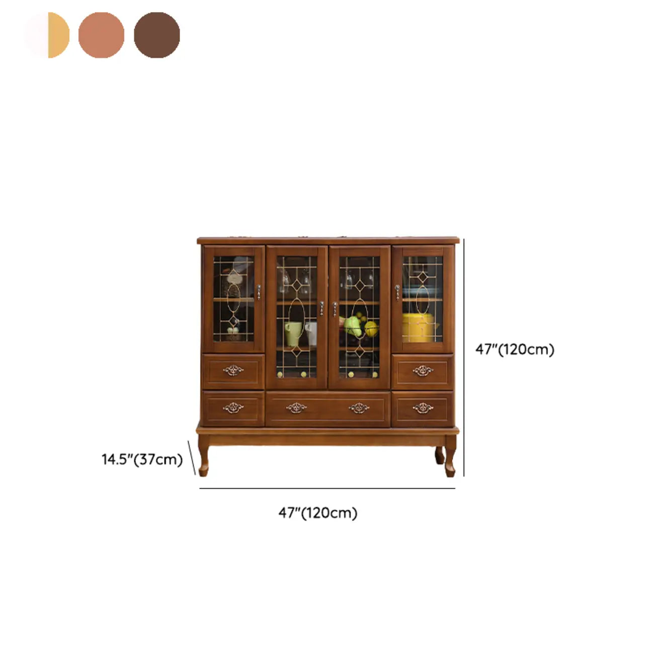 Adjustable Shelves White Solid Wood Storage Display Cabinet