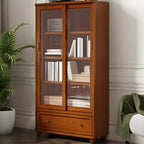 2-Drawer White Wooden Adjustable Shelves bookcases
