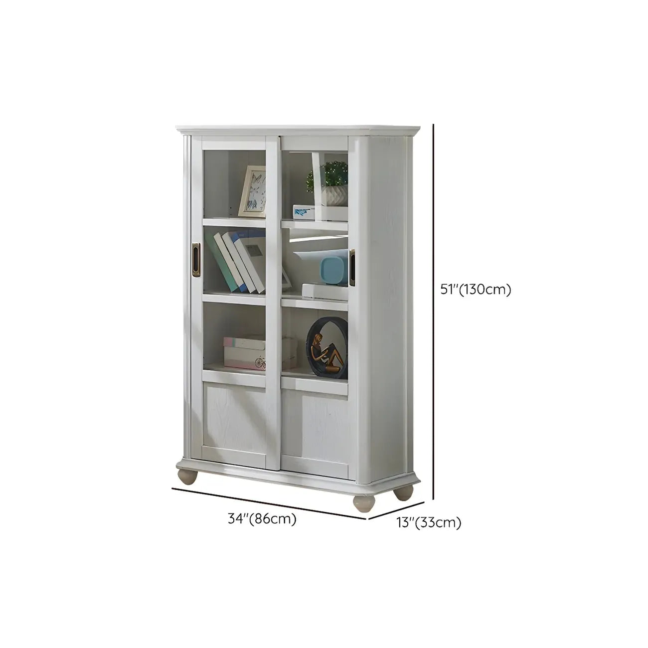 2-Drawer White Wooden Adjustable Shelves bookcases