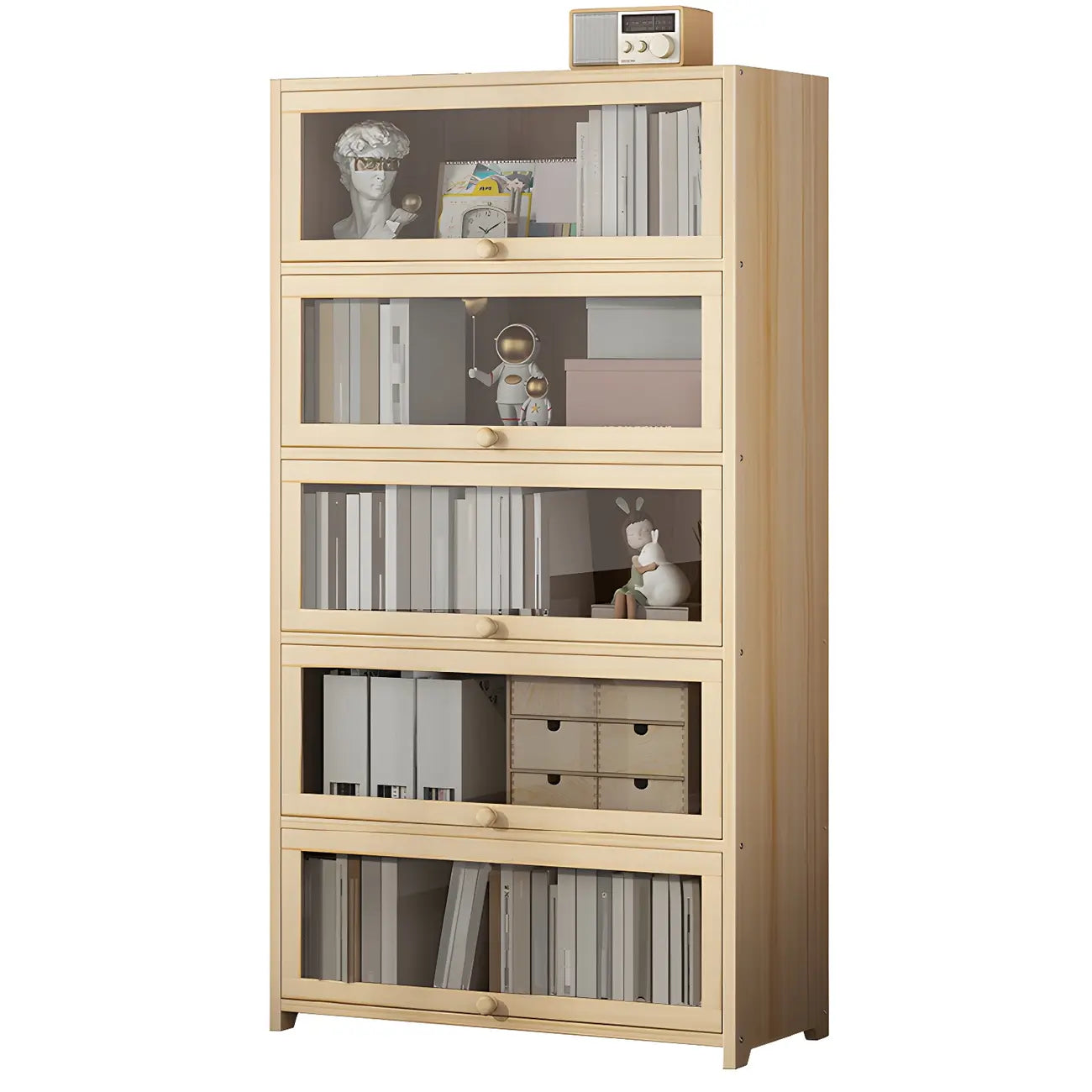 Classic Natural Wooden Display Cabinet with Acrylic Doors