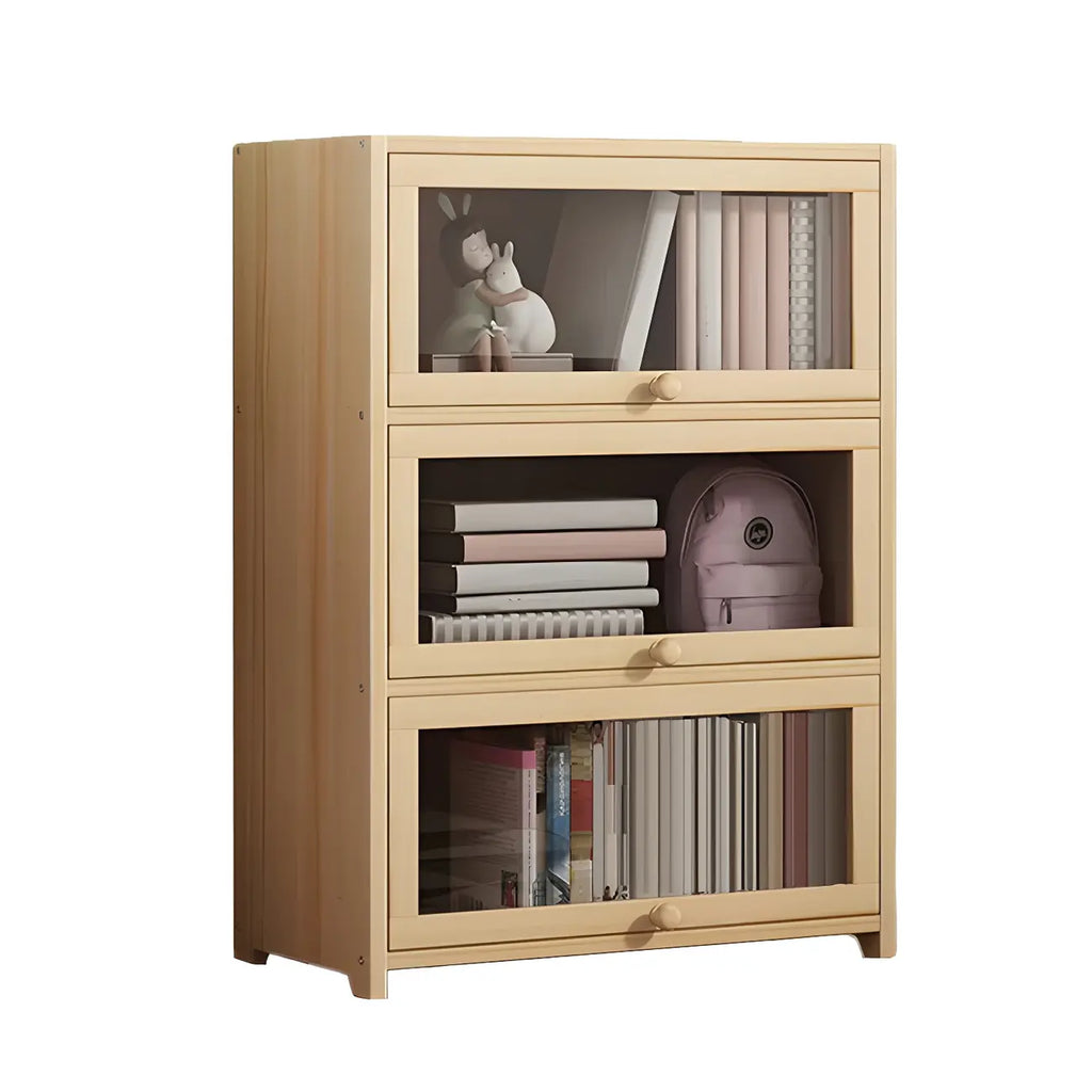 Classic Natural Wooden Display Cabinet with Acrylic Doors