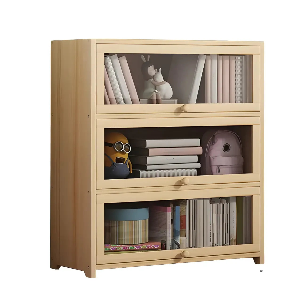 Classic Natural Wooden Display Cabinet with Acrylic Doors