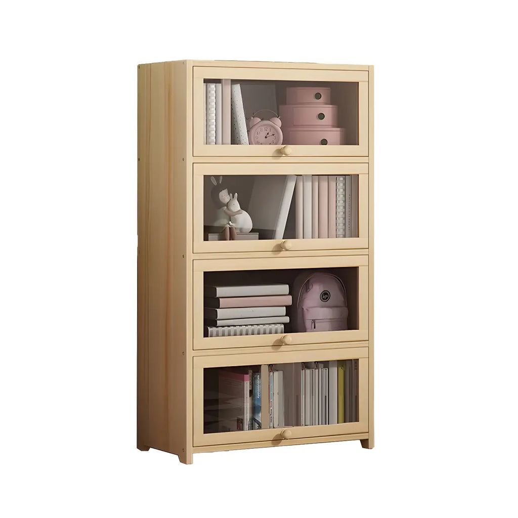 Classic Natural Wooden Display Cabinet with Acrylic Doors