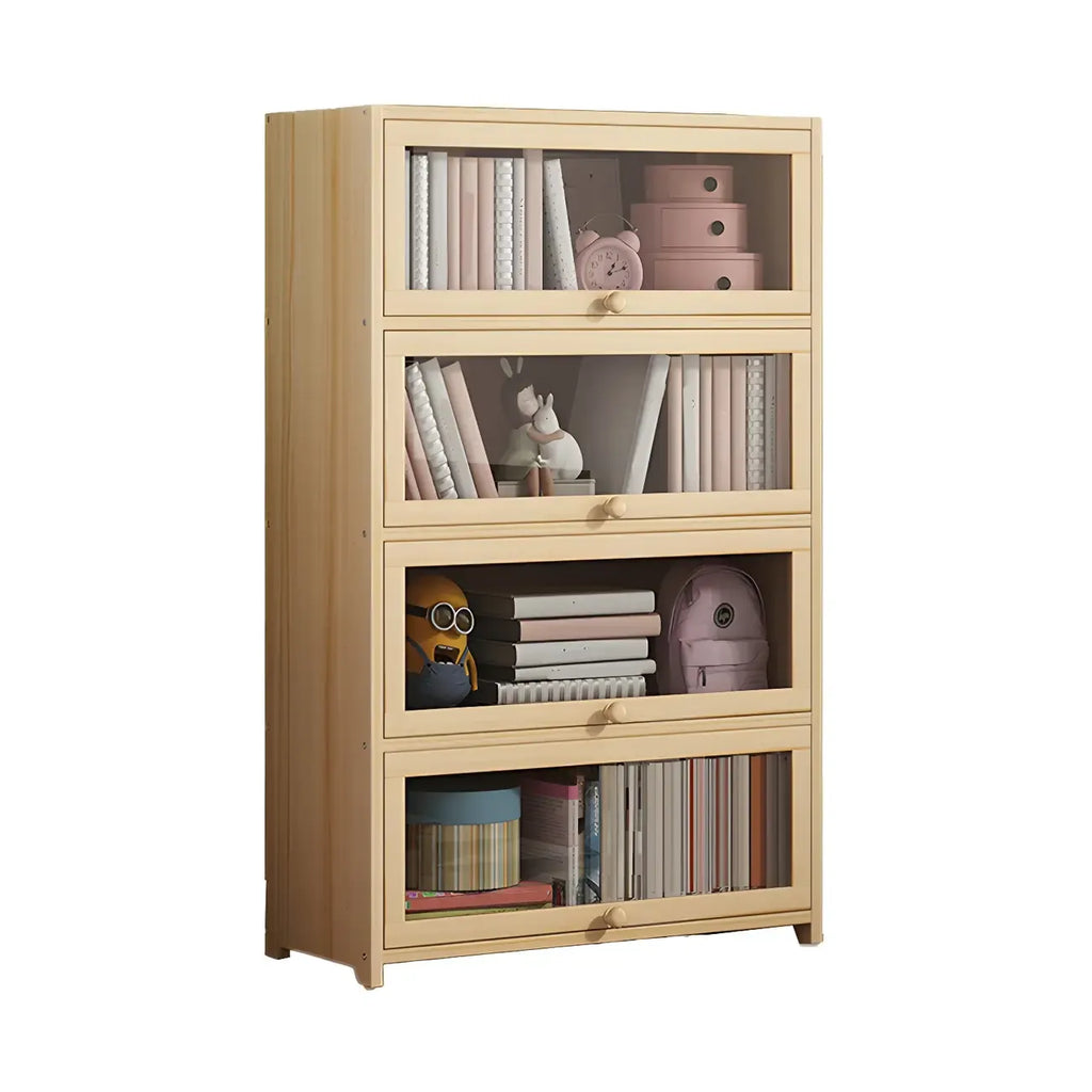 Classic Natural Wooden Display Cabinet with Acrylic Doors