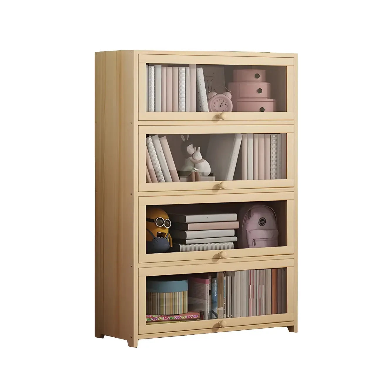 Classic Natural Wooden Display Cabinet with Acrylic Doors