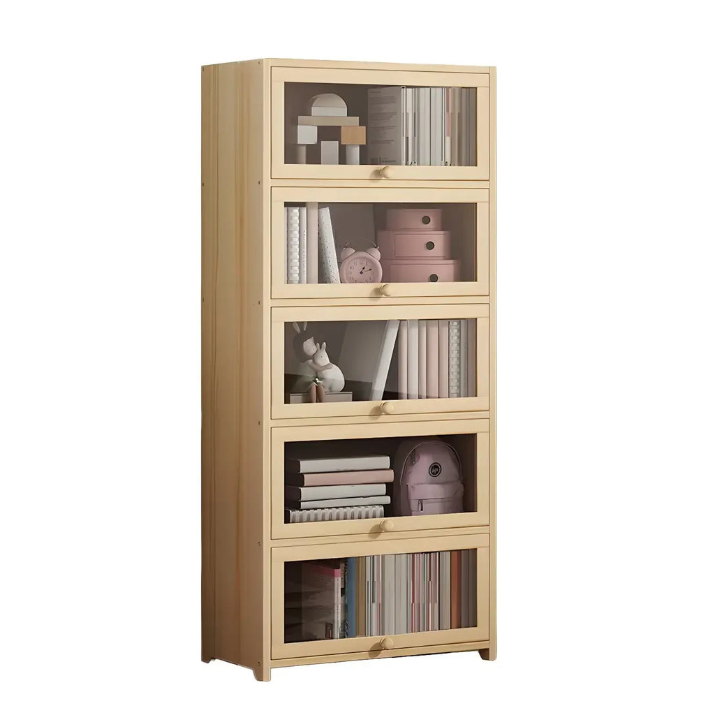 Classic Natural Wooden Display Cabinet with Acrylic Doors