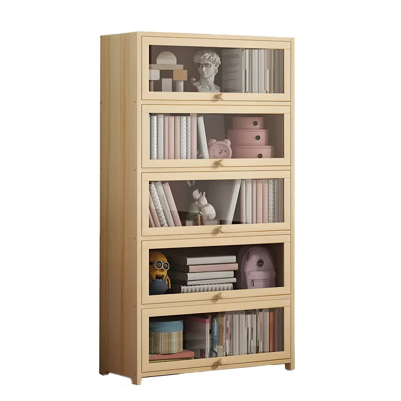 Classic Natural Wooden Display Cabinet with Acrylic Doors