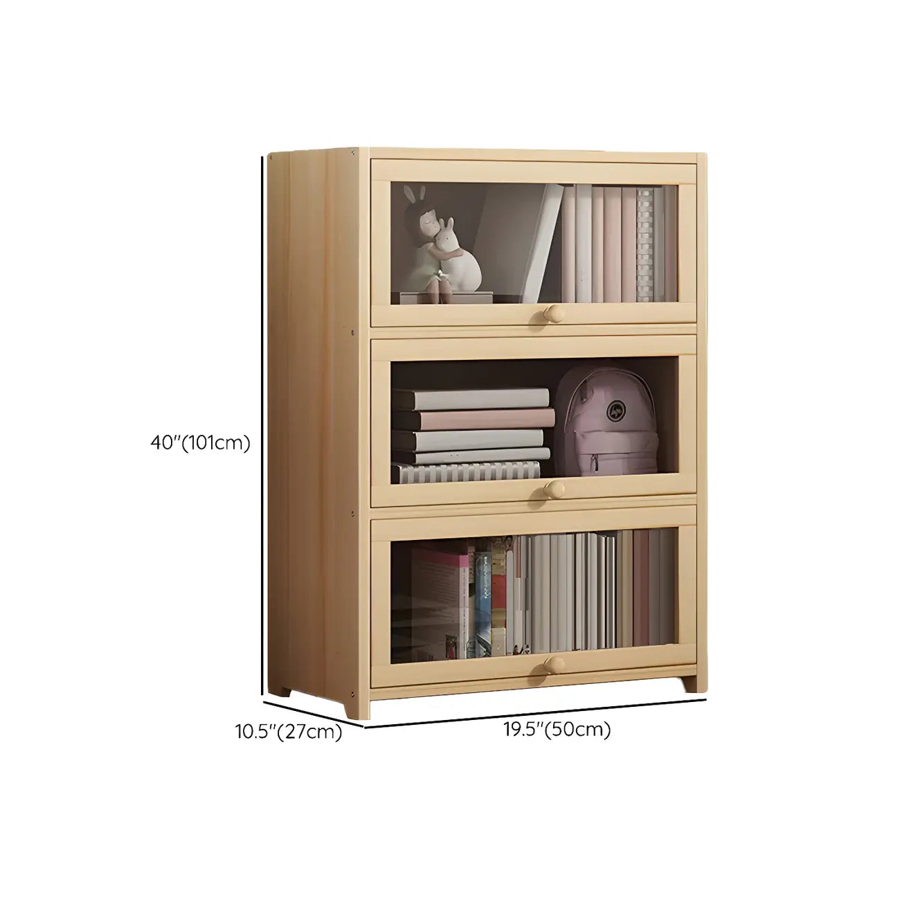 Classic Natural Wooden Display Cabinet with Acrylic Doors
