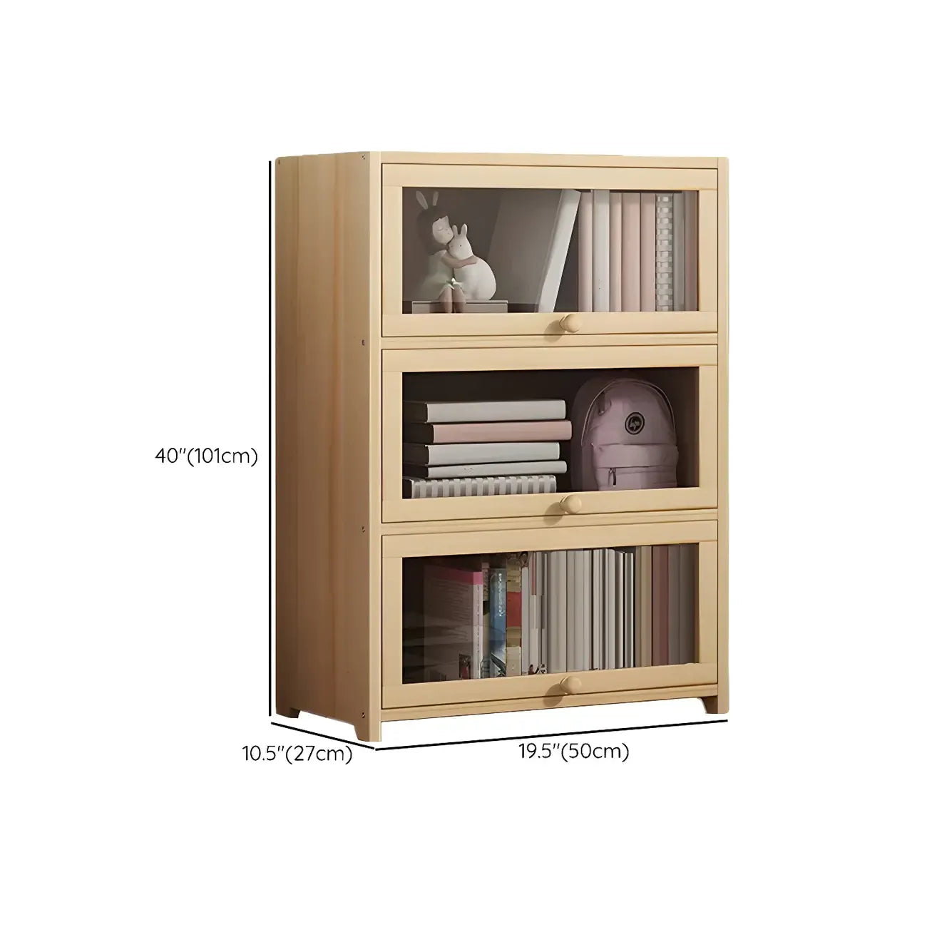 Classic Natural Wooden Display Cabinet with Acrylic Doors