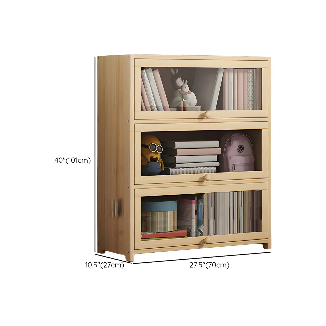 Classic Natural Wooden Display Cabinet with Acrylic Doors