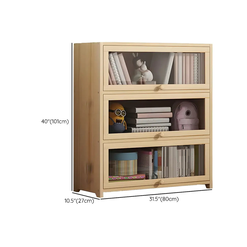 Classic Natural Wooden Display Cabinet with Acrylic Doors