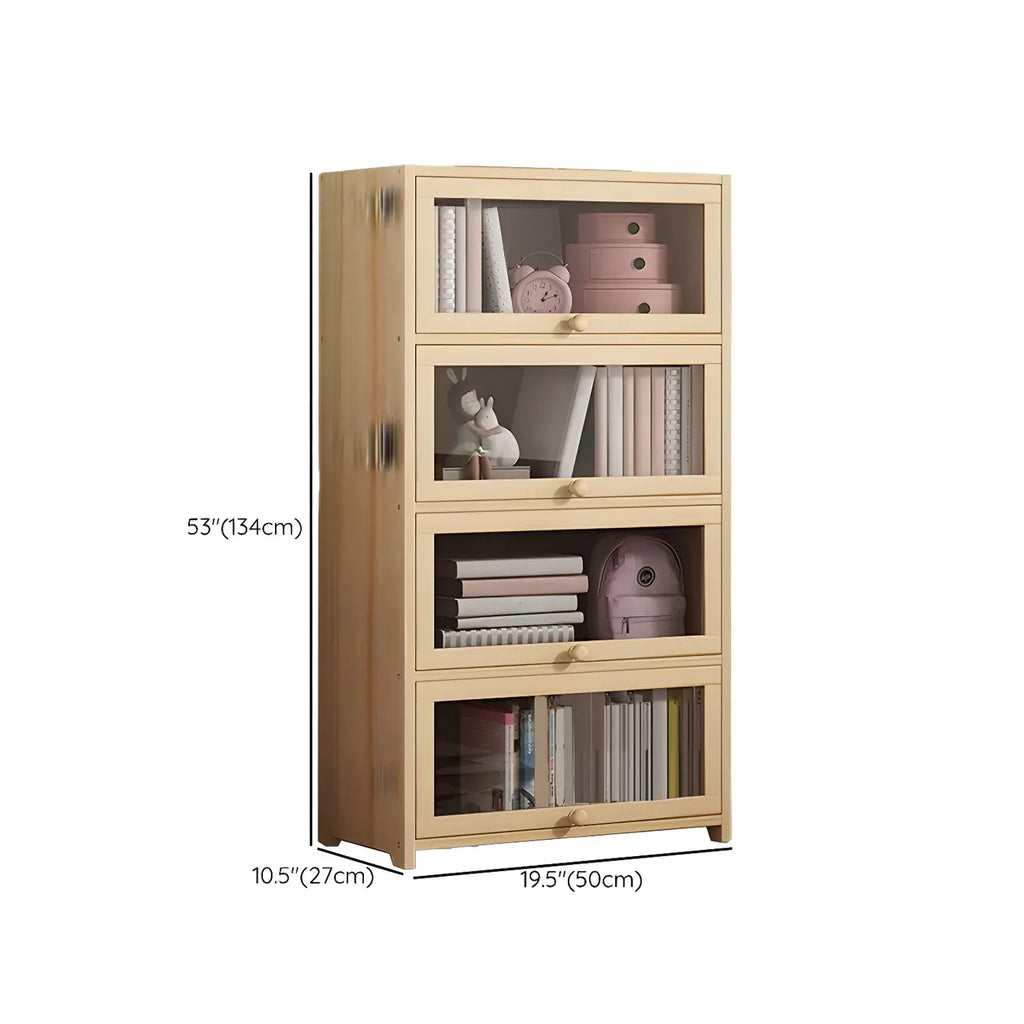 Classic Natural Wooden Display Cabinet with Acrylic Doors