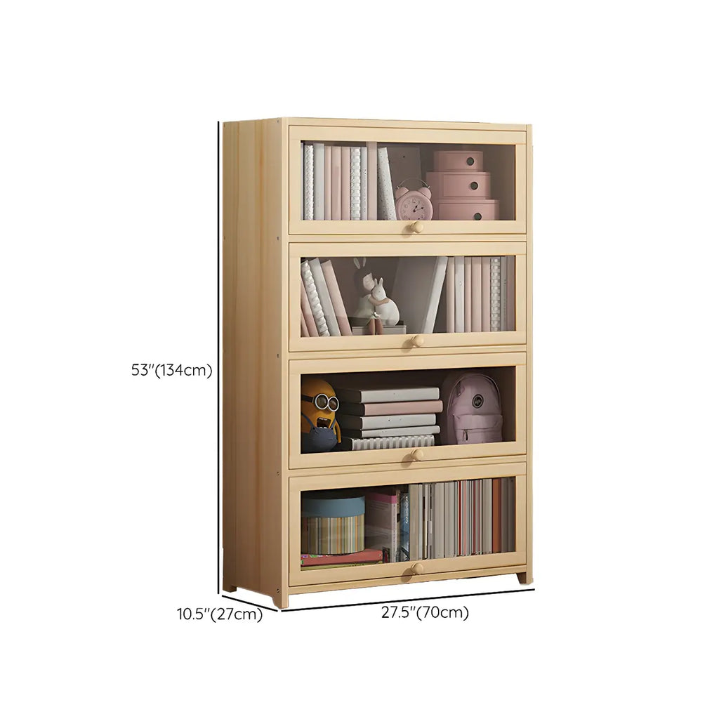 Classic Natural Wooden Display Cabinet with Acrylic Doors