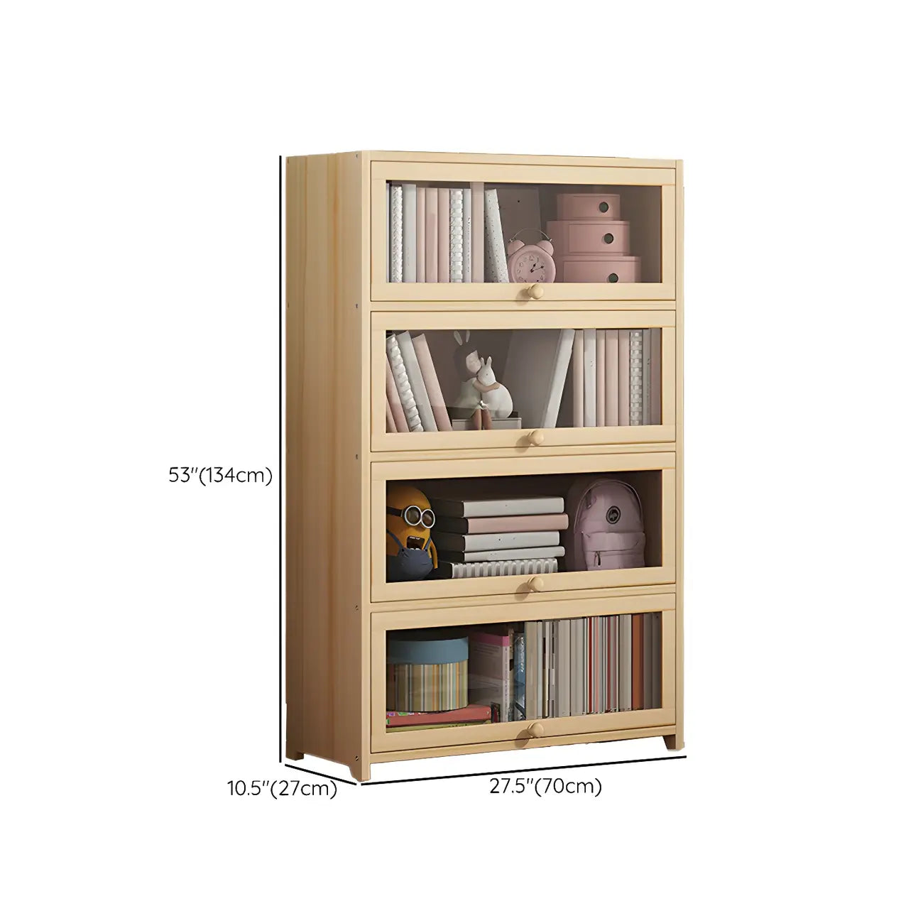 Classic Natural Wooden Display Cabinet with Acrylic Doors