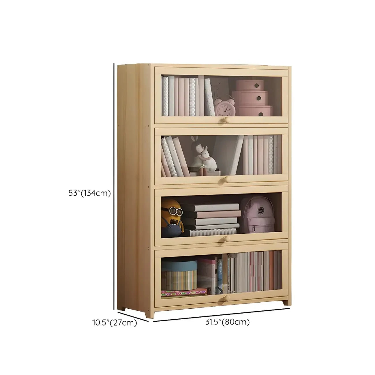 Classic Natural Wooden Display Cabinet with Acrylic Doors