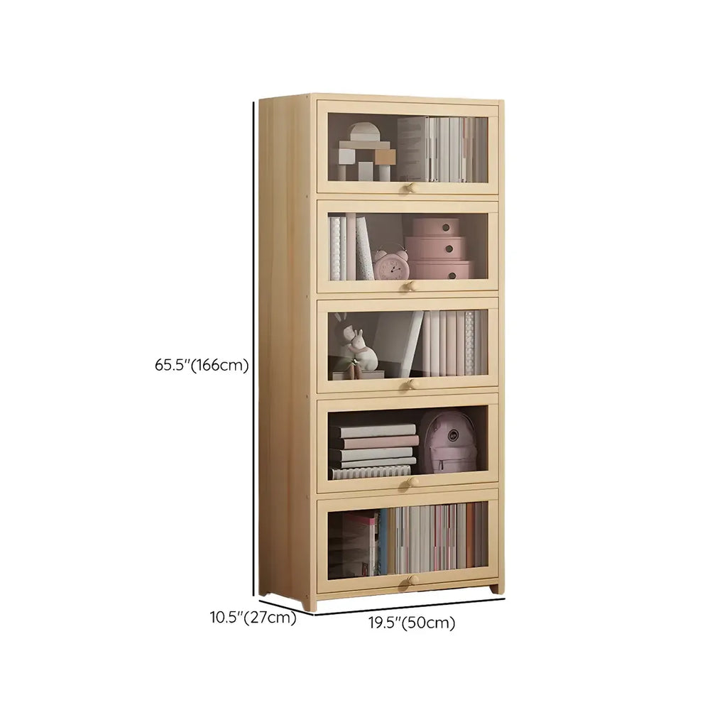 Classic Natural Wooden Display Cabinet with Acrylic Doors