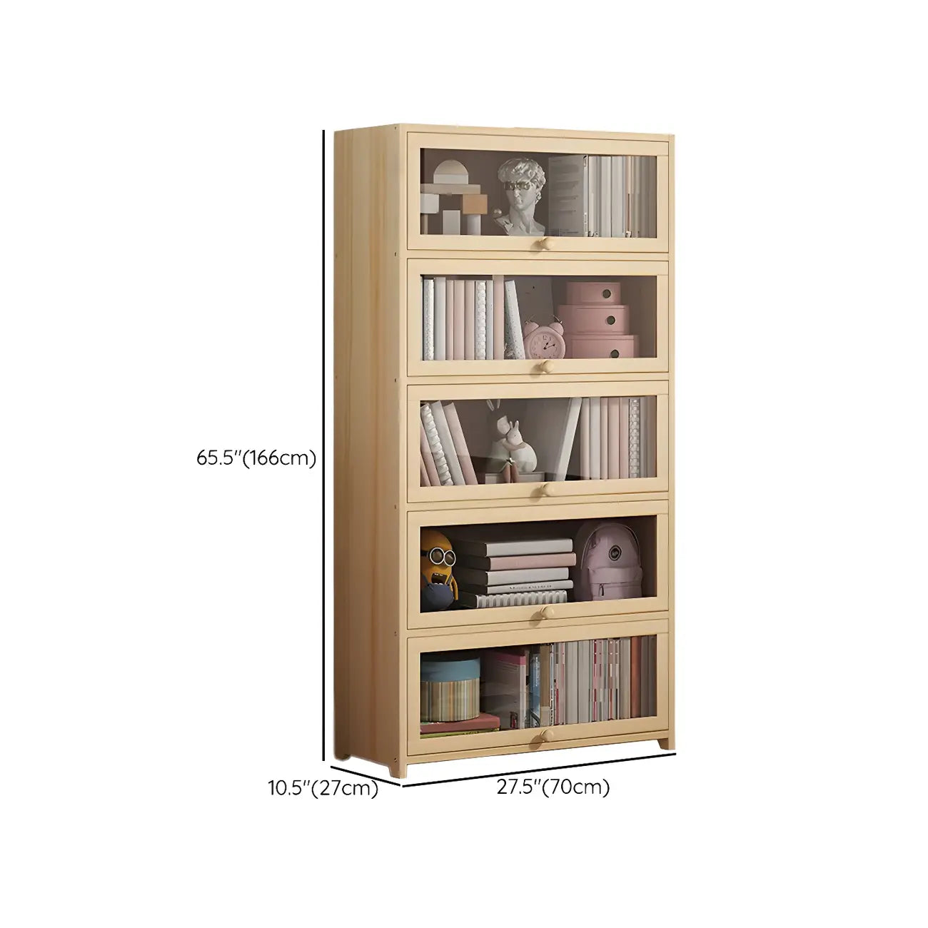 Classic Natural Wooden Display Cabinet with Acrylic Doors