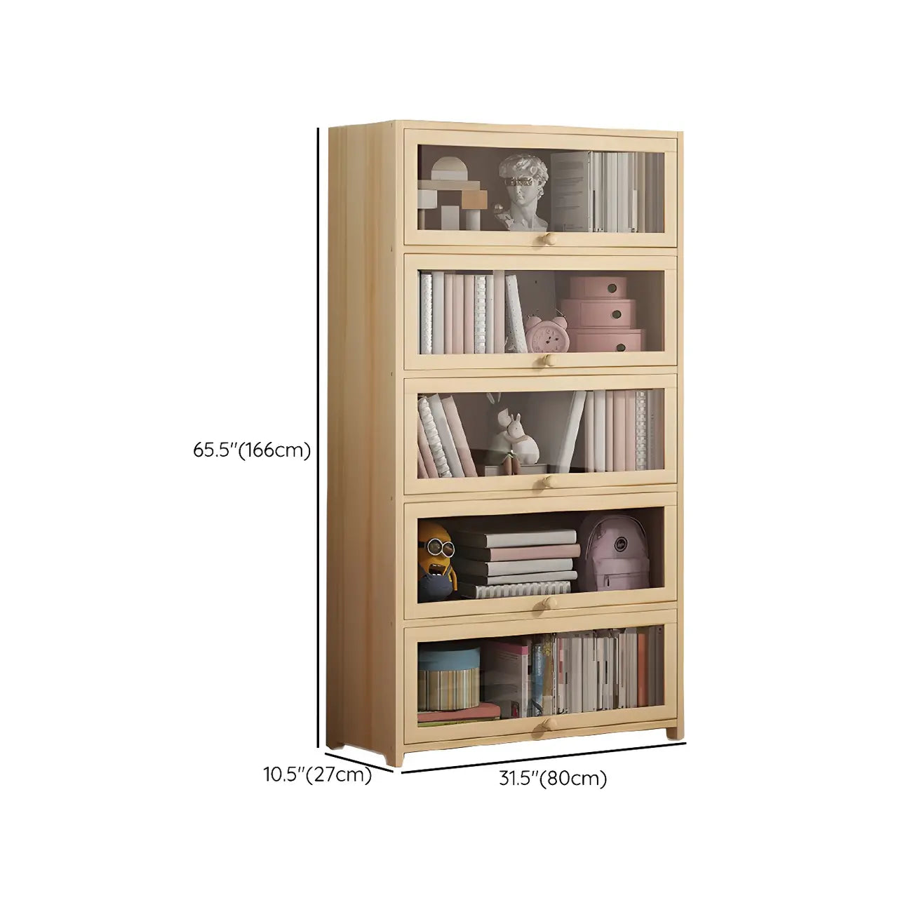 Classic Natural Wooden Display Cabinet with Acrylic Doors