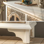 Elegant Arched Glass Doors White Wood China Cabinet