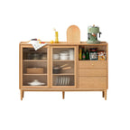 Adjustable Natural Wood Glass Sliding Door China Cabinet