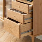Adjustable Natural Wood Glass Sliding Door China Cabinet