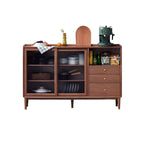 Adjustable Natural Wood Glass Sliding Door China Cabinet
